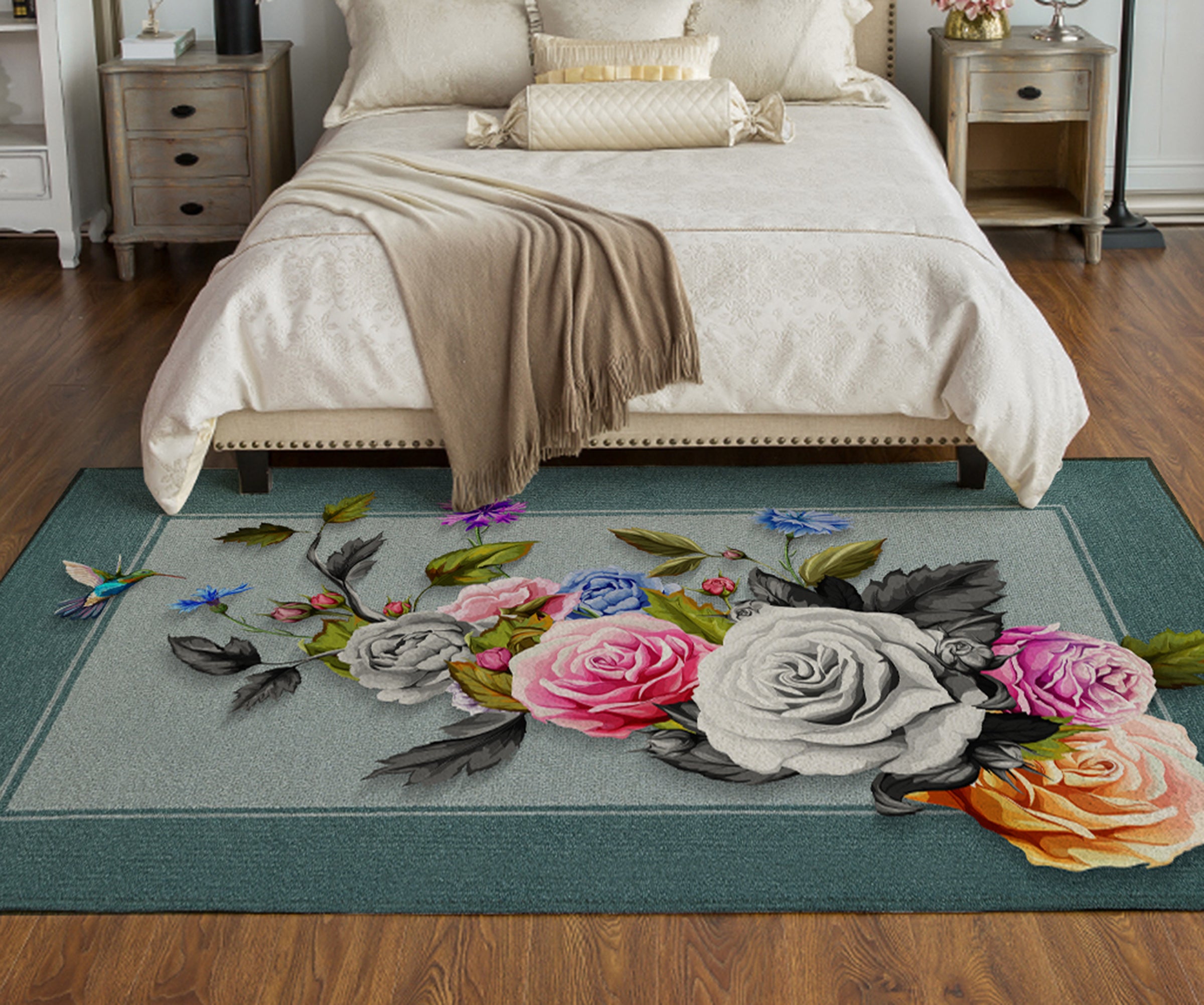 3D Flower Bird WG468 Non Slip Rug Mat Mat AJ Creativity Home