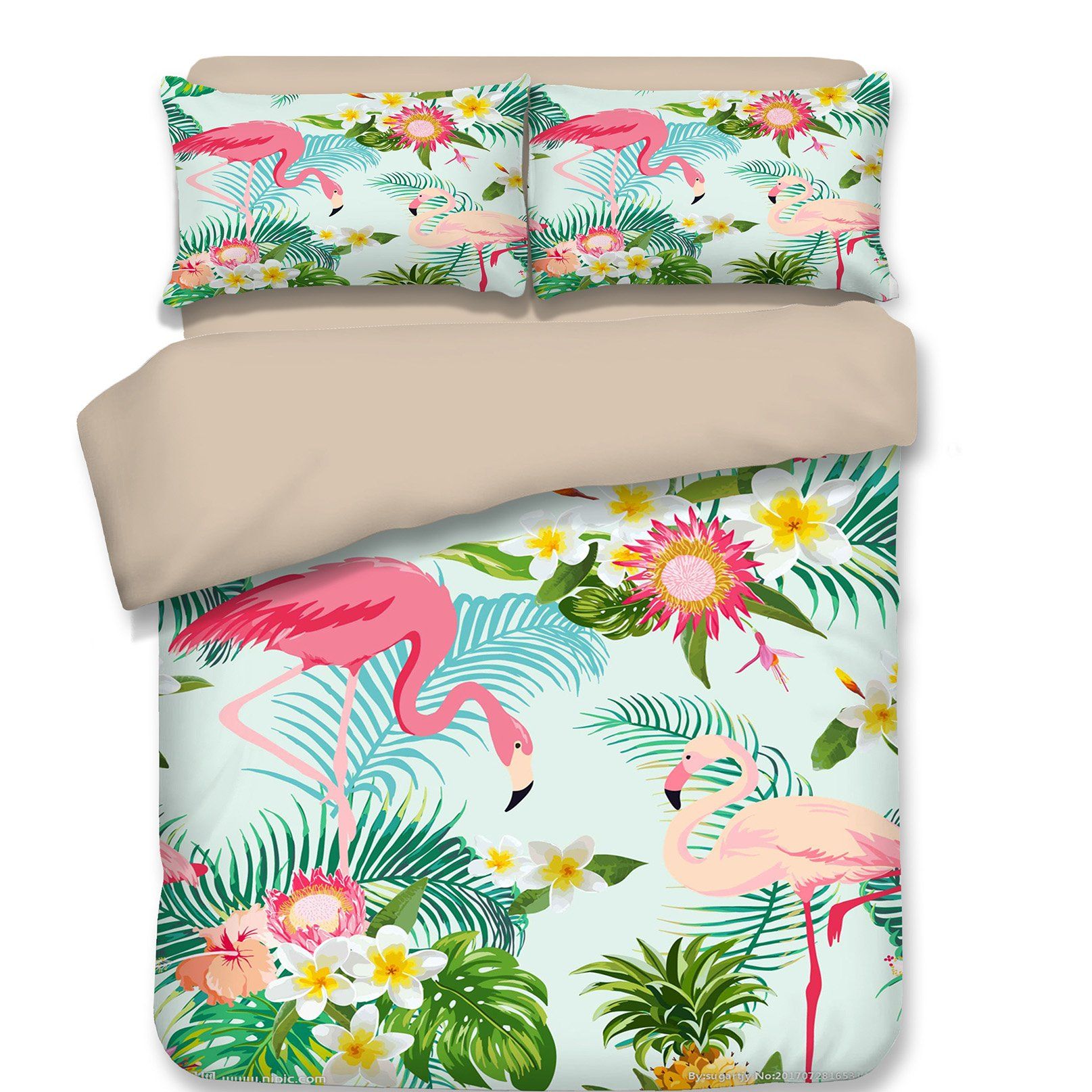 3D Flamingo Foraging 98 Bed Pillowcases Quilt Wallpaper AJ Wallpaper