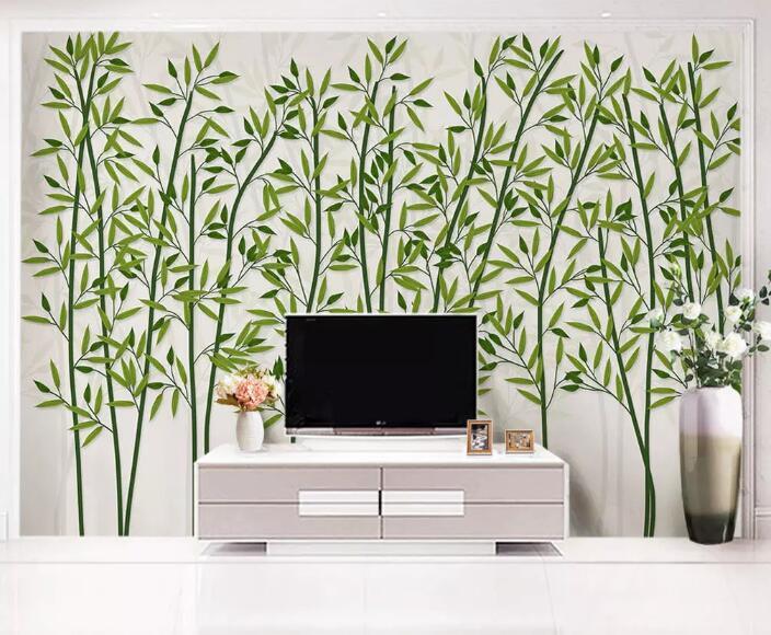 3D Bamboo Leaves 990 Wall Murals Wallpaper AJ Wallpaper 2