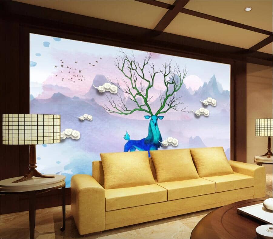3D Elegant Deer WC808 Wall Murals Wallpaper AJ Wallpaper 2