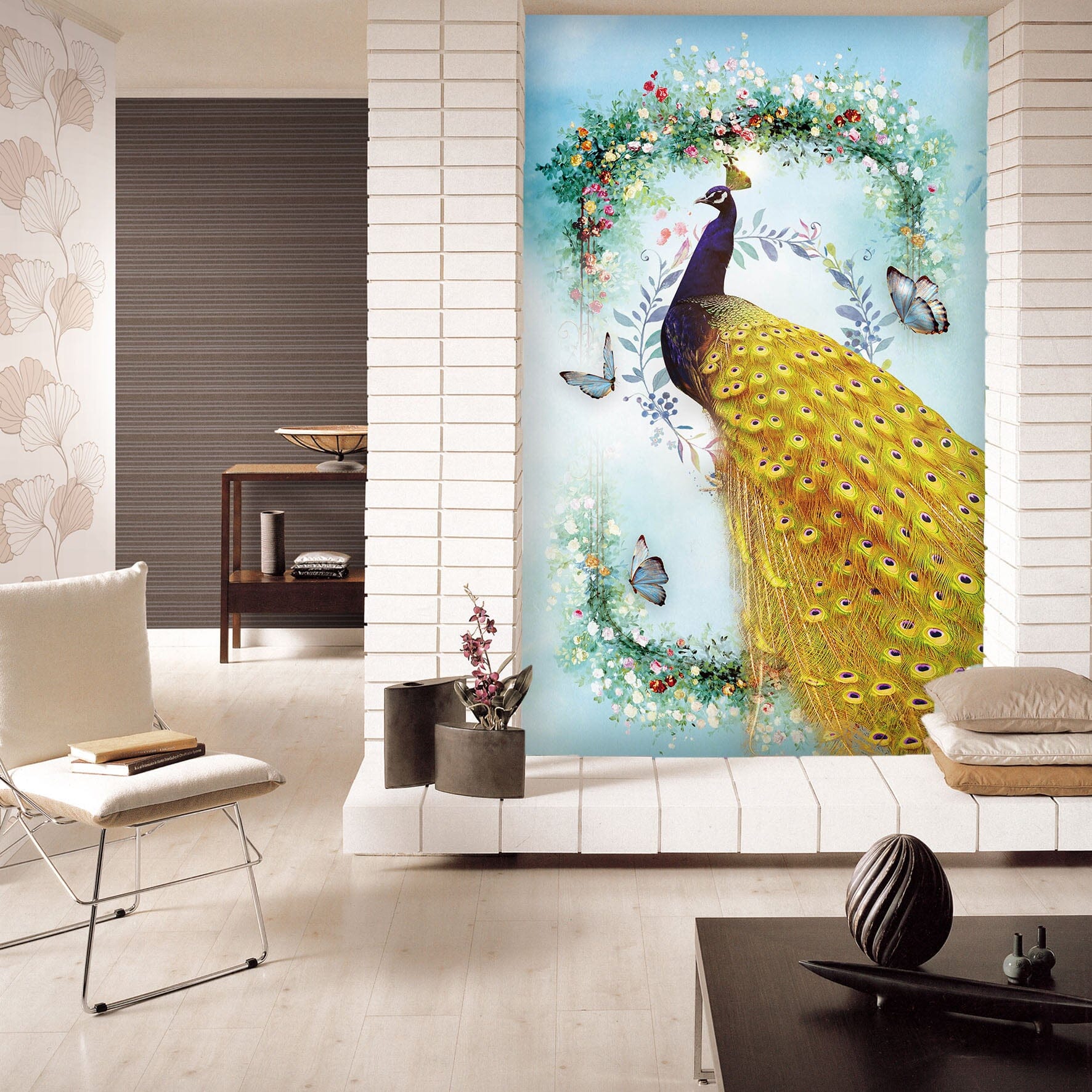 3D Golden Peacock 1838 Wall Murals Wallpaper AJ Wallpaper 2