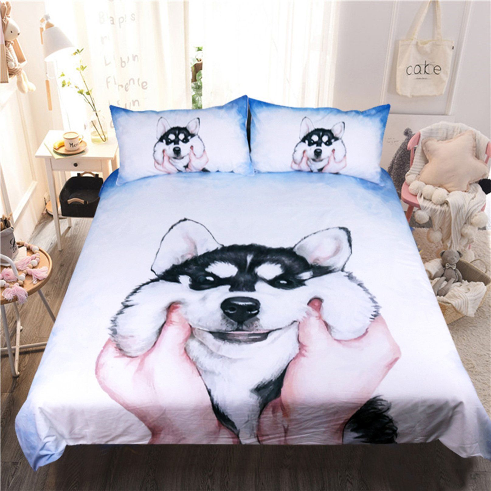 3D Blue Husky 162 Bed Pillowcases Quilt Wallpaper AJ Wallpaper