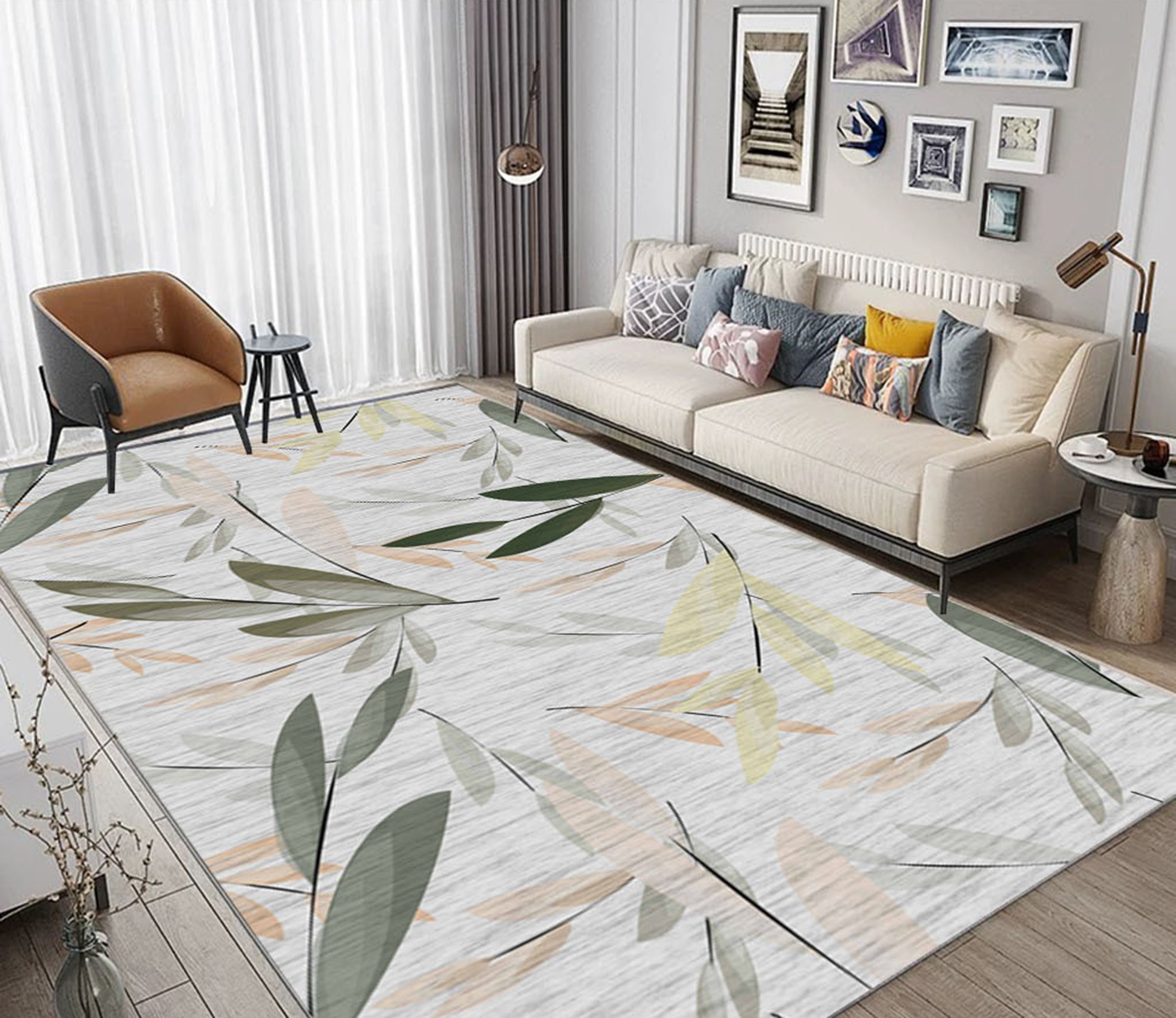 3D Colored Leaves WG523 Non Slip Rug Mat Mat AJ Creativity Home