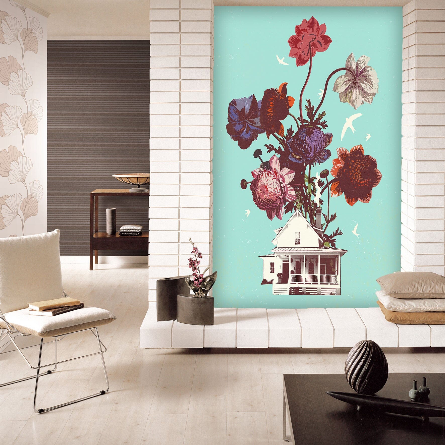 3D Flower House 1404 Showdeer Wall Mural Wall Murals Wallpaper AJ Wallpaper 2