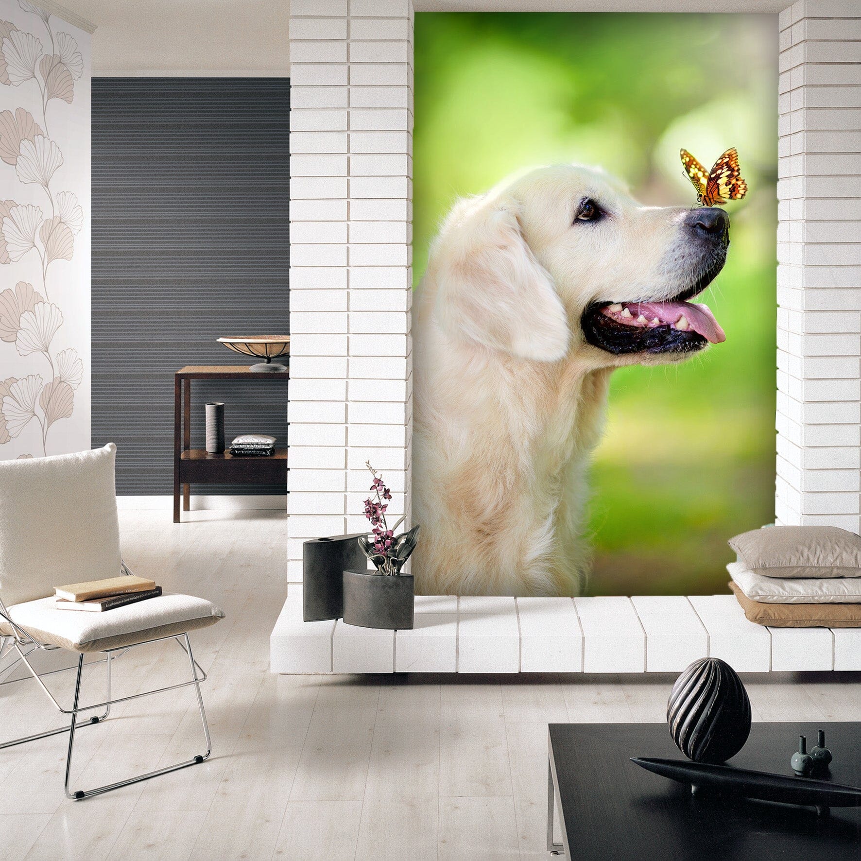 3D Puppy Butterfly 115 Wall Murals Wallpaper AJ Wallpaper 2