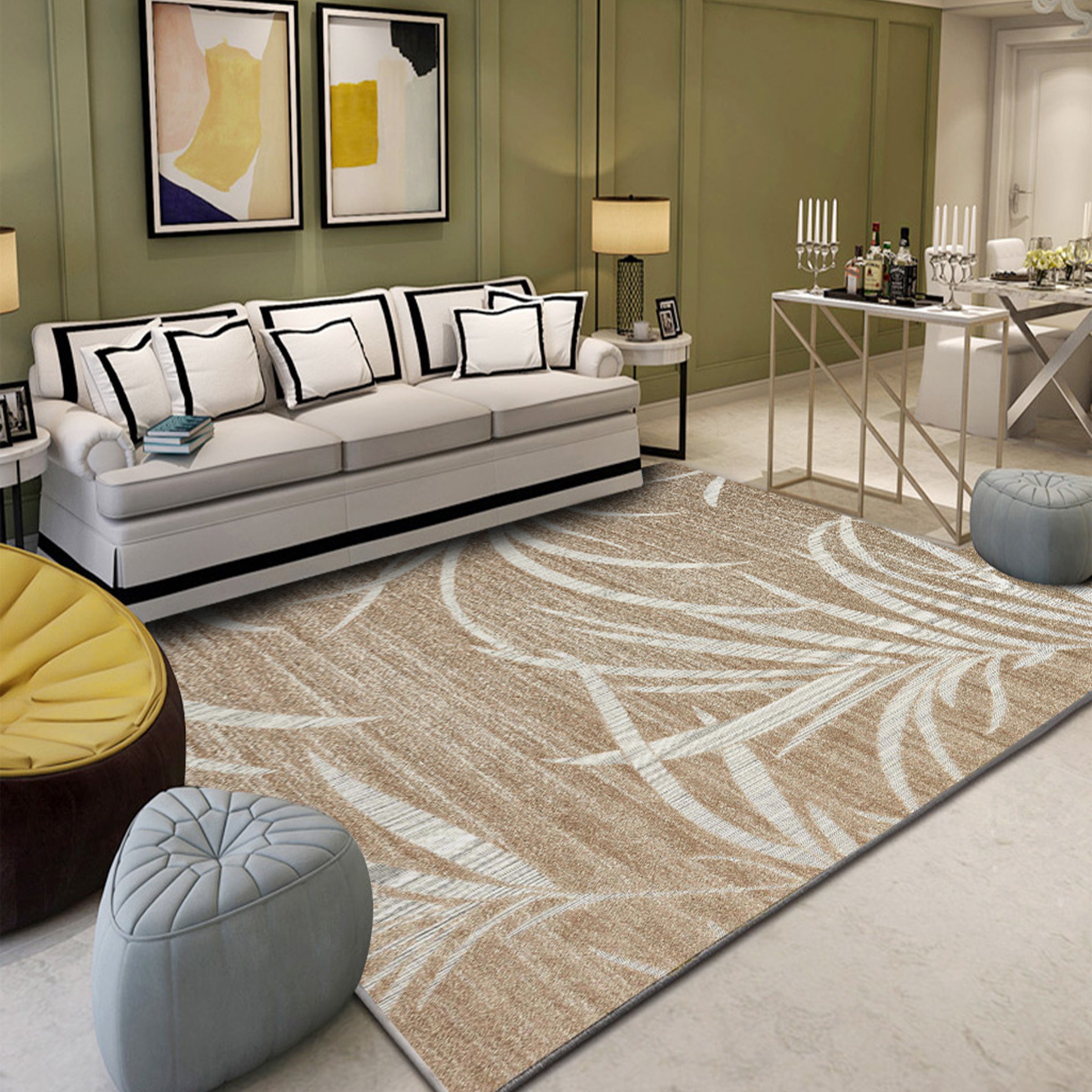 3D White Leaves WG172 Non Slip Rug Mat Mat AJ Creativity Home