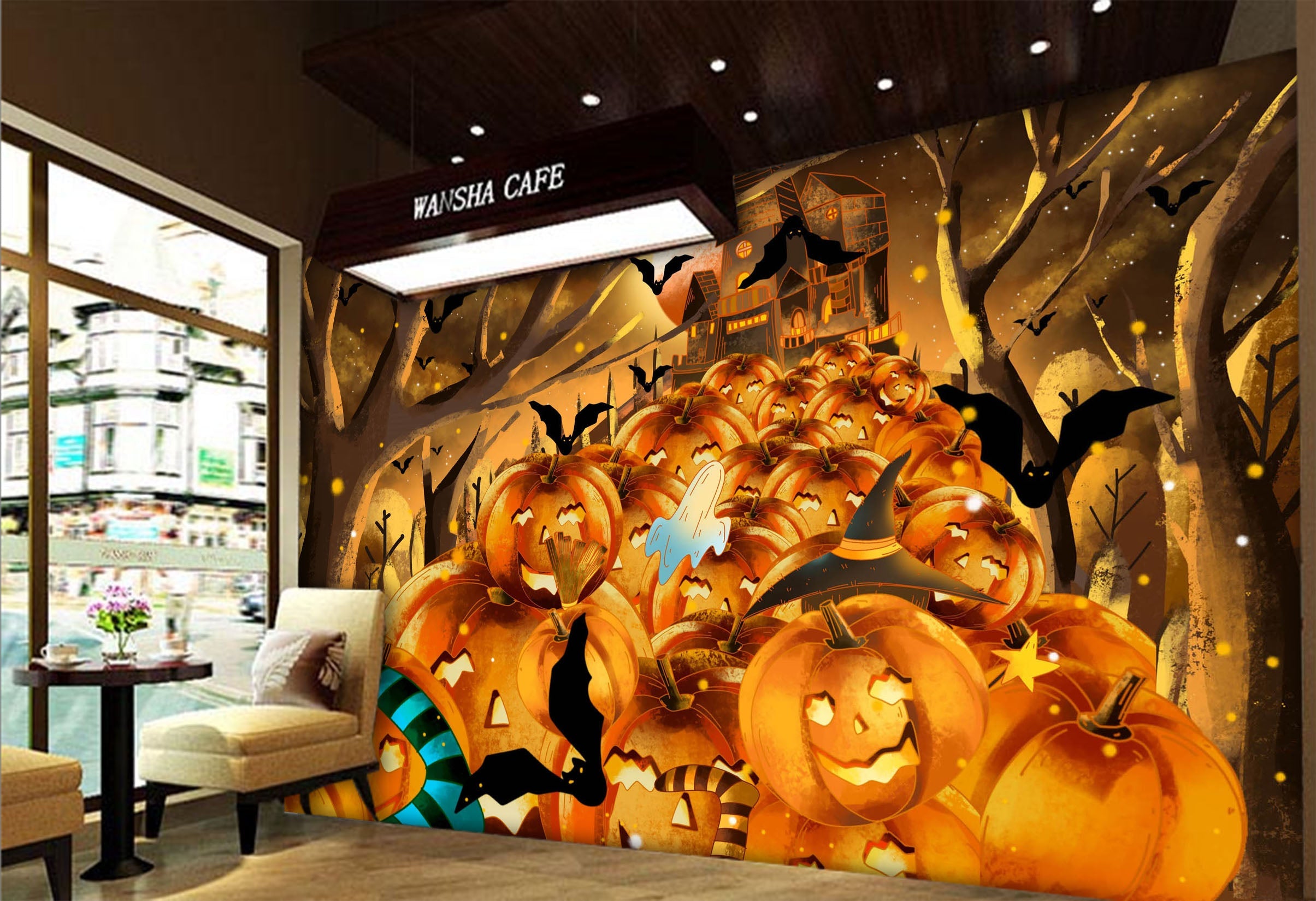 3D Castle Pumpkin Festival 1007 Halloween Wall Murals Wallpaper AJ Wallpaper 2
