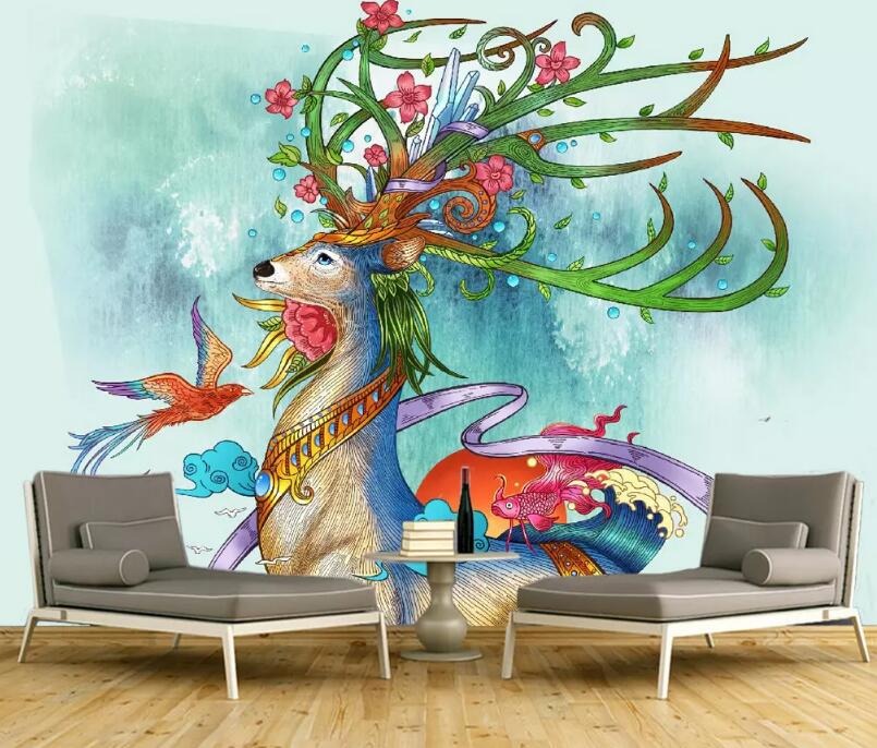 3D Color Deer 1173 Wall Murals Wallpaper AJ Wallpaper 2