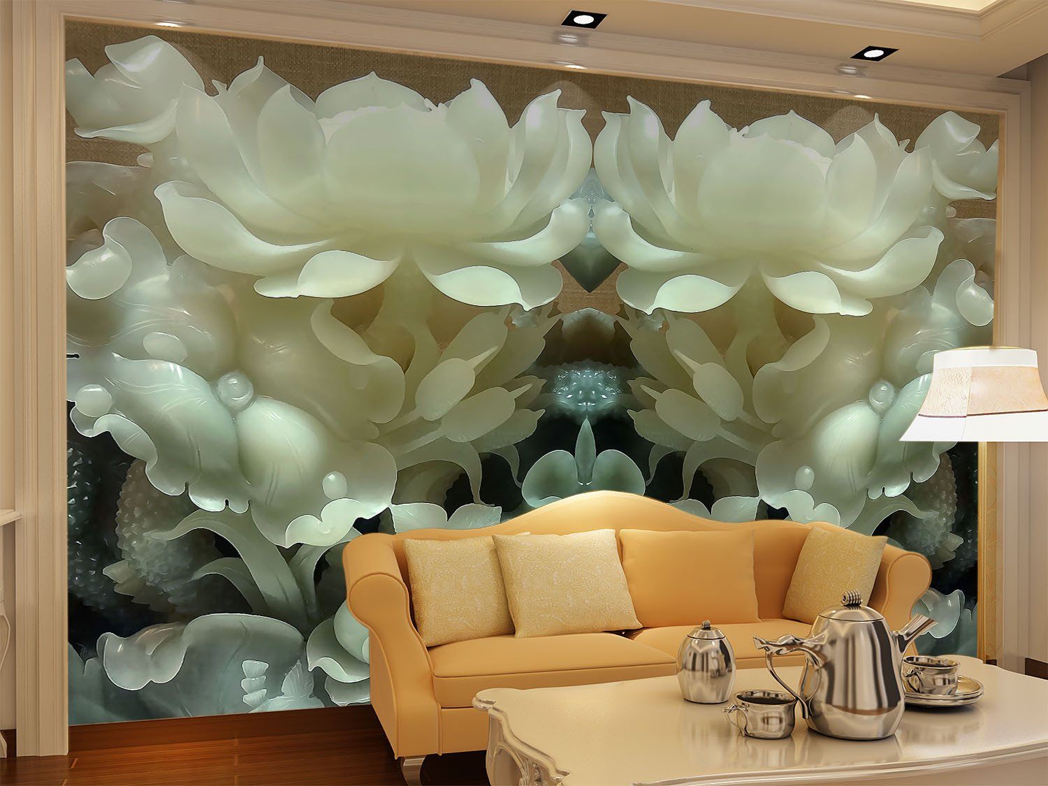 Jade Carving Pure Lotus Wallpaper AJ Wallpaper 2