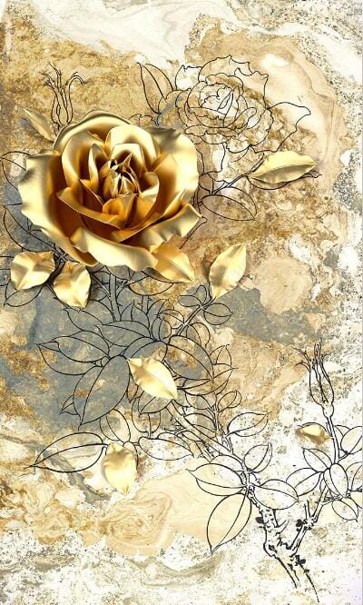 3D Golden Flower WC289 Wall Murals Wallpaper AJ Wallpaper 2