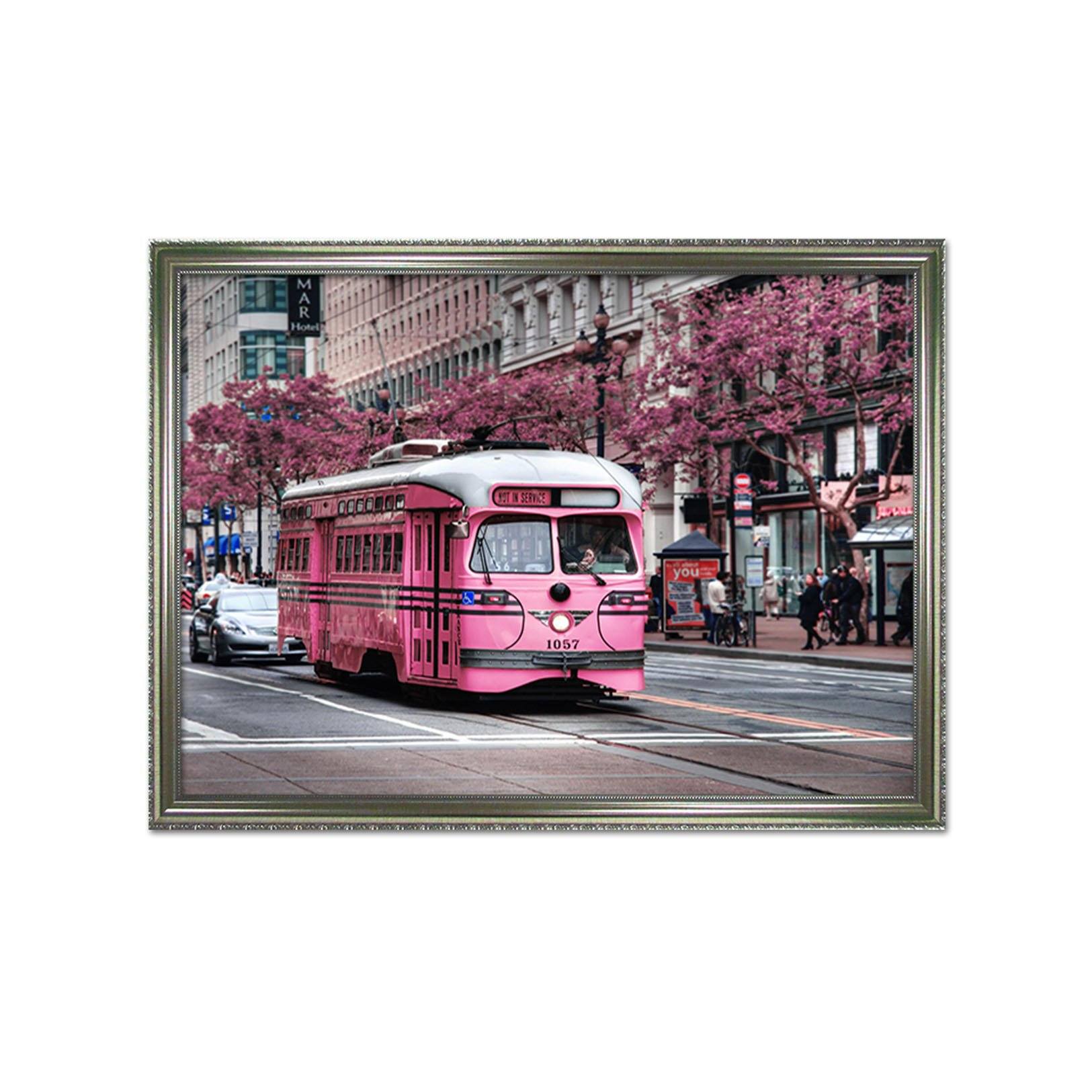 3D Red Bus 027 Fake Framed Print Painting Wallpaper AJ Creativity Home
