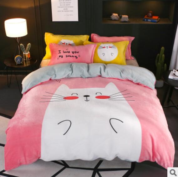 3D Cartoon White Cat 17027 Bed Pillowcases Quilt