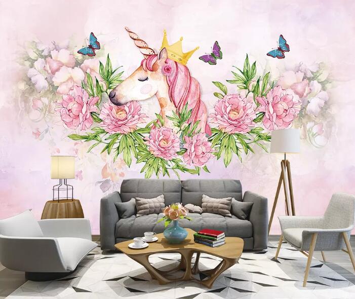 3D Pink Unicorn 1351 Wall Murals Wallpaper AJ Wallpaper 2