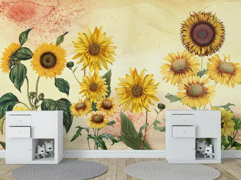 3D Sunflower 1329 Wall Murals Wallpaper AJ Wallpaper 2