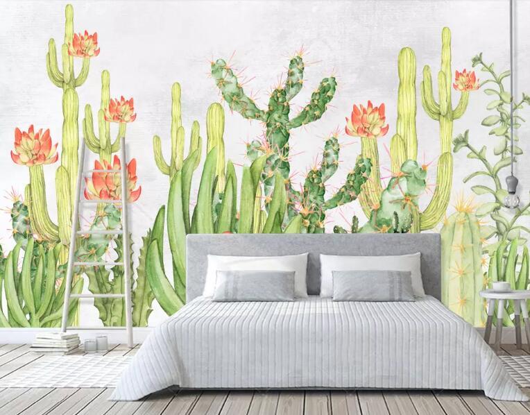 3D Cactus Flower 1288 Wall Murals Wallpaper AJ Wallpaper 2