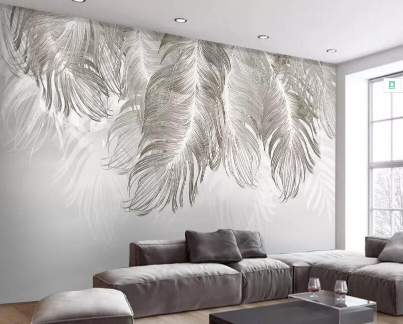 3D Gray Feather 979 Wall Murals Wallpaper AJ Wallpaper 2