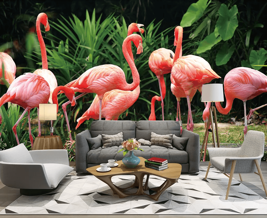 3D Flamingo Group 374 Wallpaper AJ Wallpaper 2