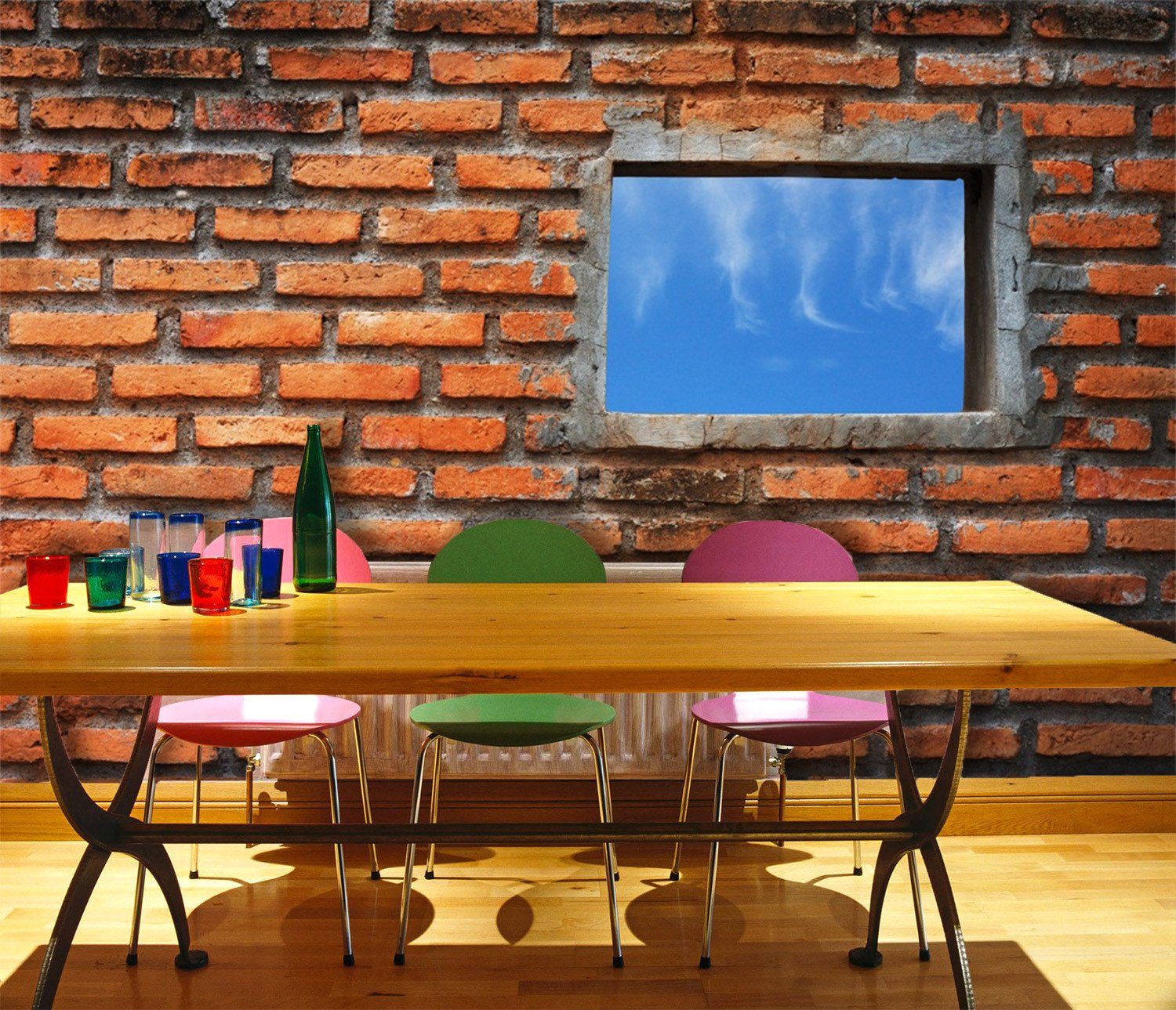 3D Bricks Blue Sky 98 Wallpaper AJ Wallpaper