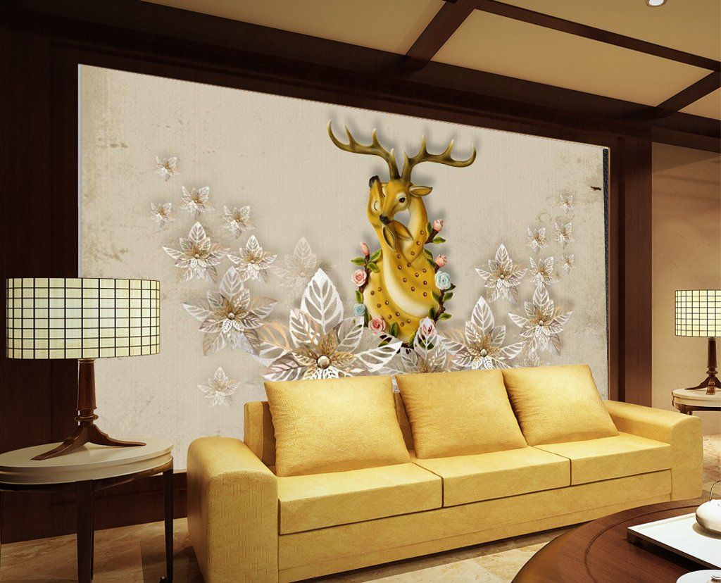 3D Golden Deer 521 Wall Murals Wallpaper AJ Wallpaper 2