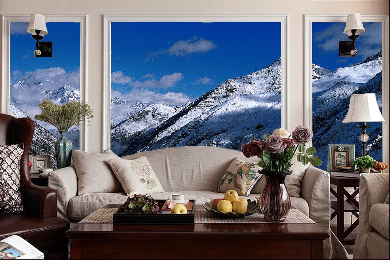 Snow Mountains Valley Wallpaper AJ Wallpaper