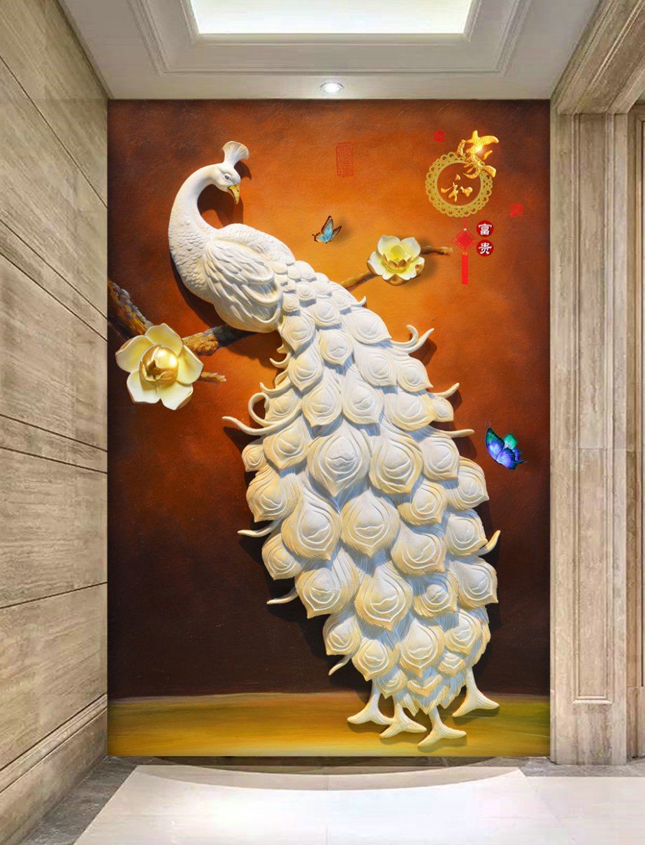 3D White Peacock 440 Wall Murals Wallpaper AJ Wallpaper 2