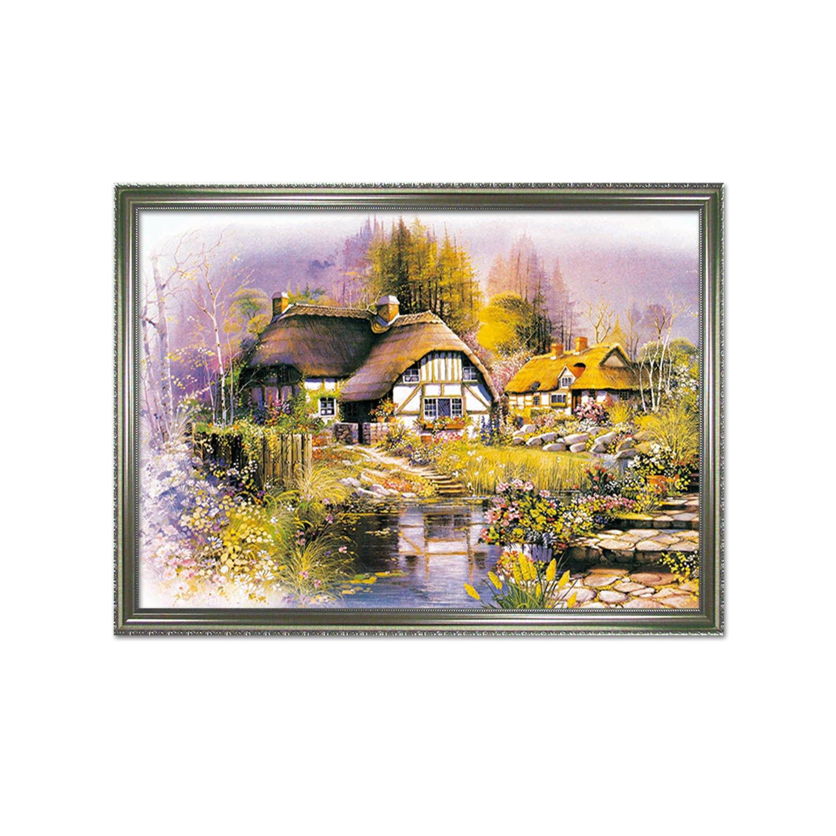 3D Thatched Cottager 021 Fake Framed Print Painting Wallpaper AJ Creativity Home
