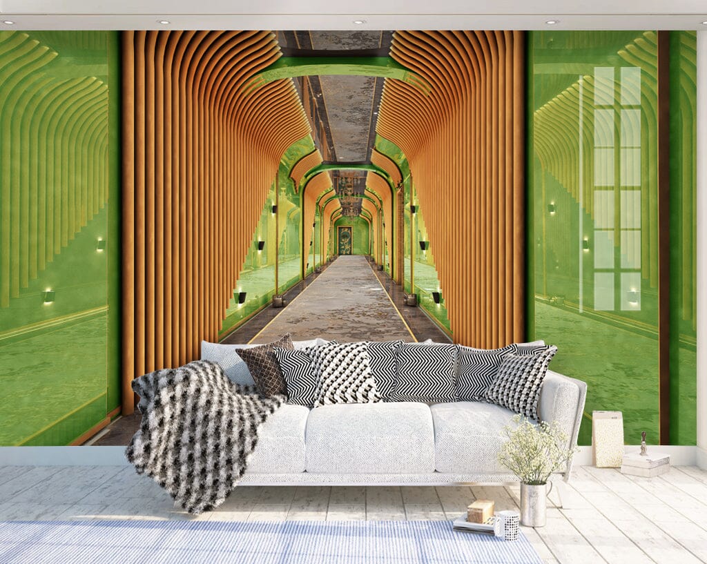 3D Yellow Corridor WC045 Wall Murals Wallpaper AJ Wallpaper 2
