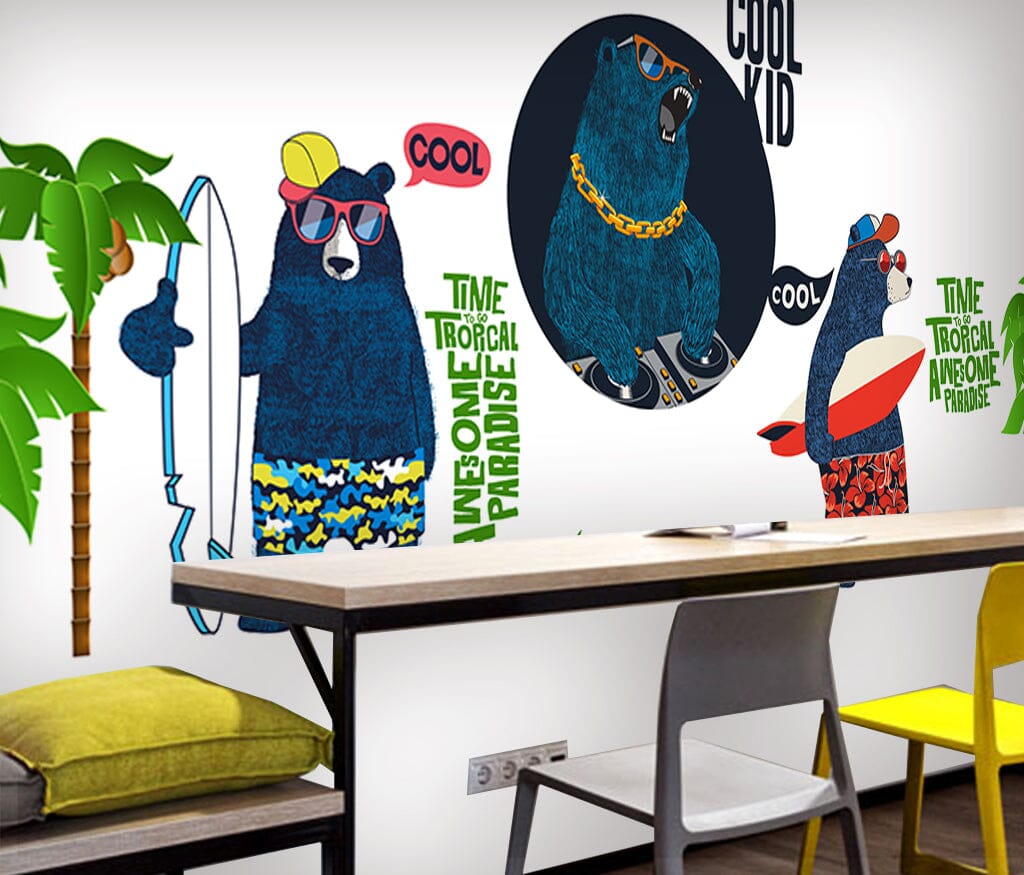 3D Grizzly Bear WC041 Wall Murals Wallpaper AJ Wallpaper 2