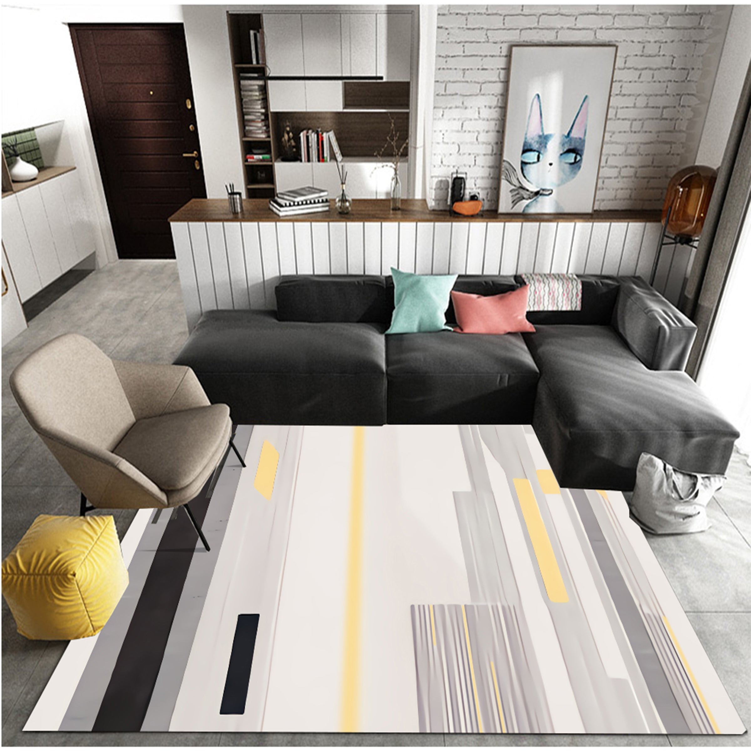 3D Colored Rectangle WG159 Non Slip Rug Mat Mat AJ Creativity Home