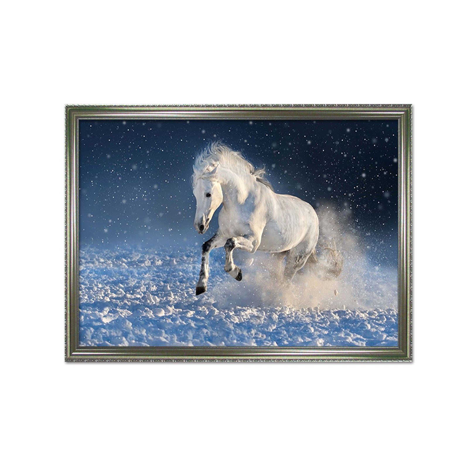 3D White Horse 160 Fake Framed Print Painting Wallpaper AJ Creativity Home