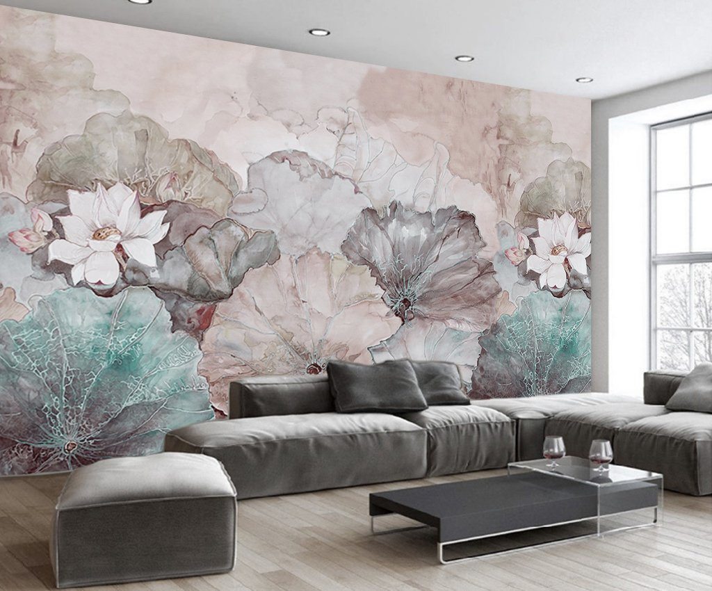 3D Lotus Pond 474 Wall Murals Wallpaper AJ Wallpaper 2
