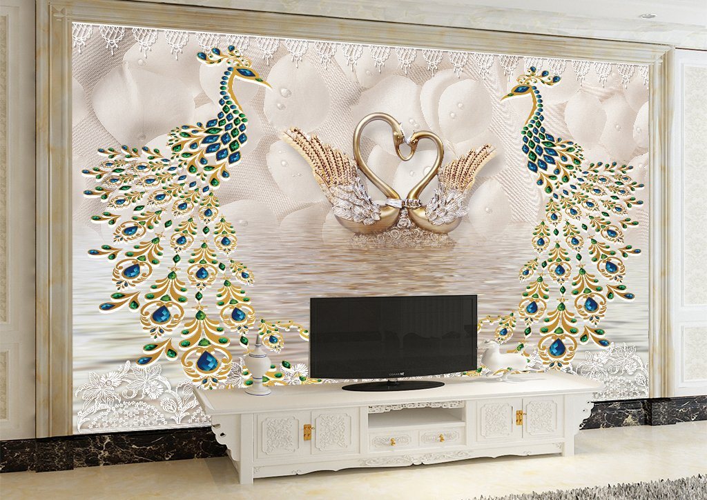 3D Two Peacocks 472 Wall Murals Wallpaper AJ Wallpaper 2