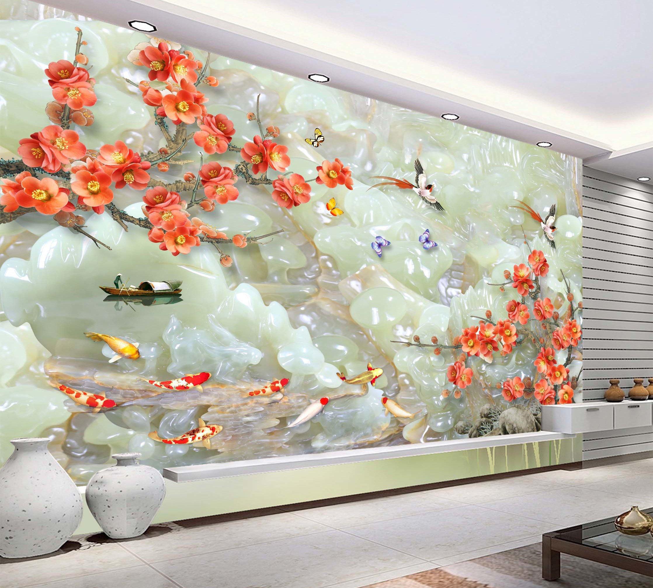 3D Jade Carving Fisherman 292 Wallpaper AJ Wallpaper