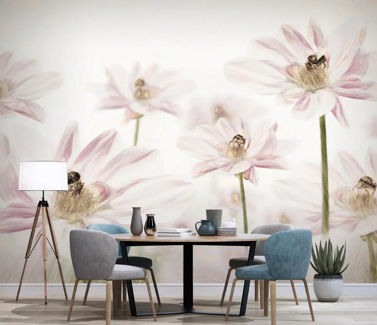 3D Pink Flowers 620 Wall Murals Wallpaper AJ Wallpaper 2