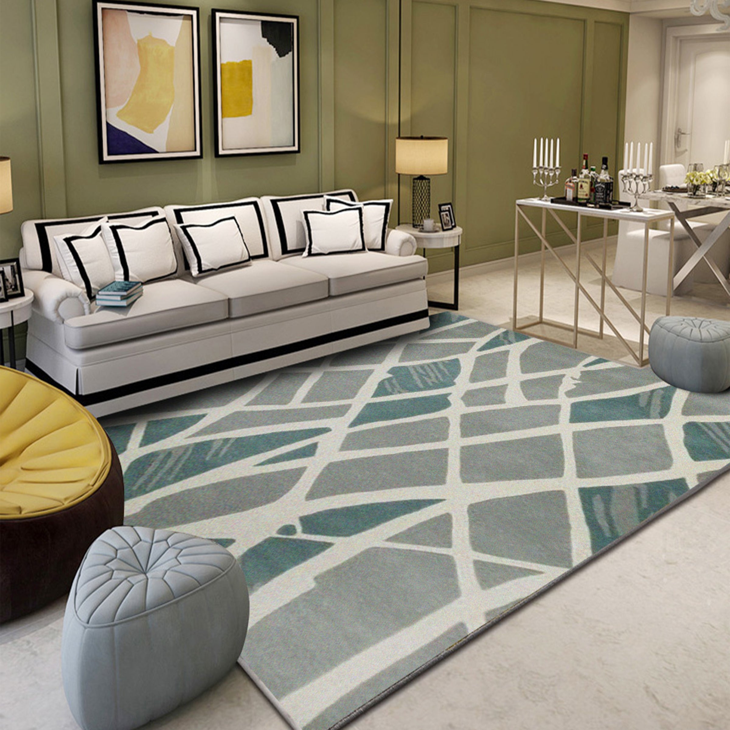 3D Light Green Stripes WG129 Non Slip Rug Mat Mat AJ Creativity Home