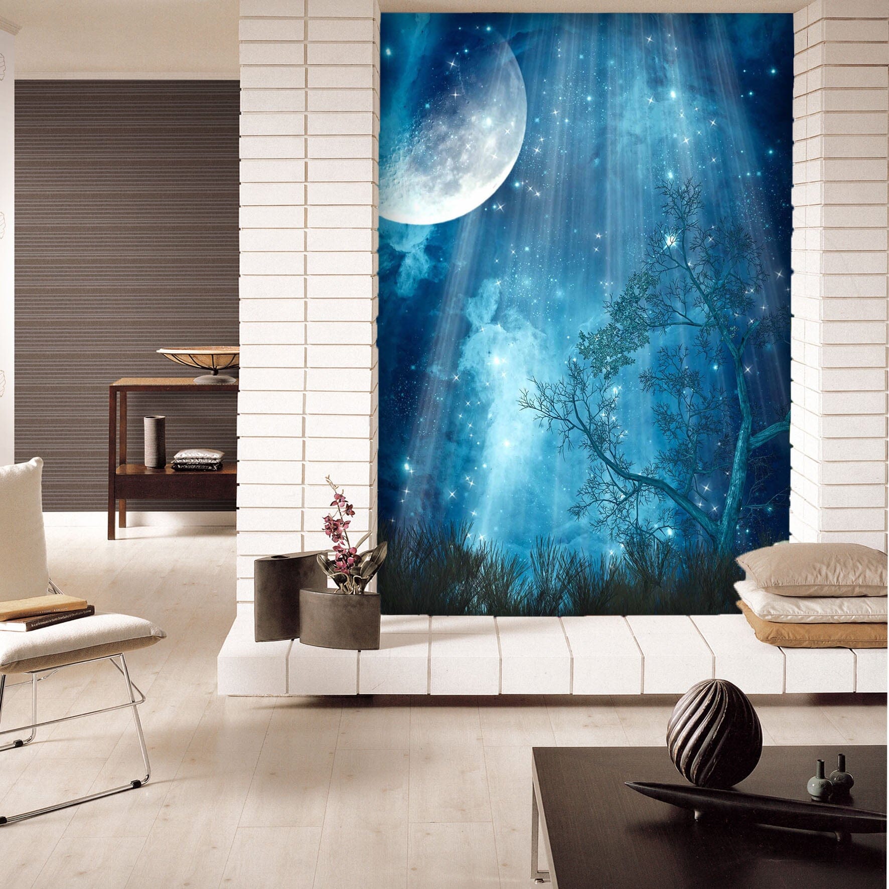 3D Moonlight Stars 101 Wall Murals Wallpaper AJ Wallpaper 2