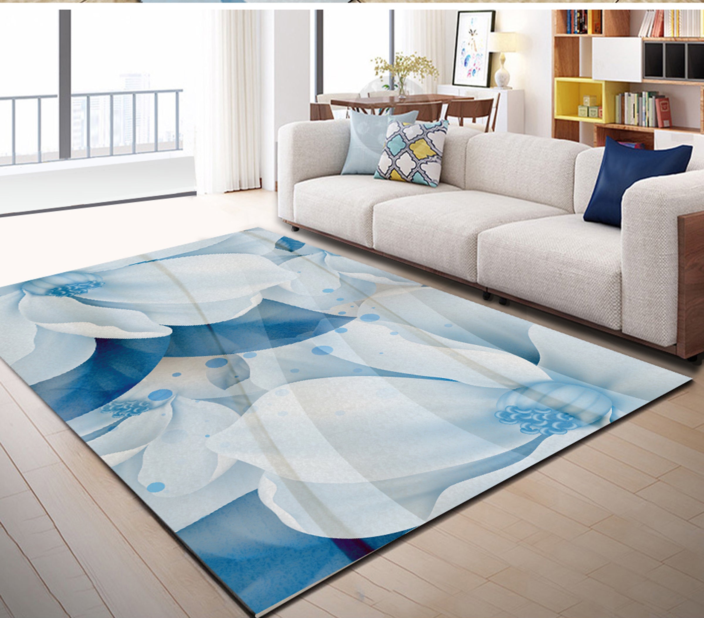 3D White Flower WG425 Non Slip Rug Mat Mat AJ Creativity Home