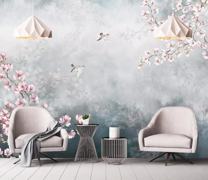 3D Birds And Flowers 374 Wall Murals Wallpaper AJ Wallpaper 2