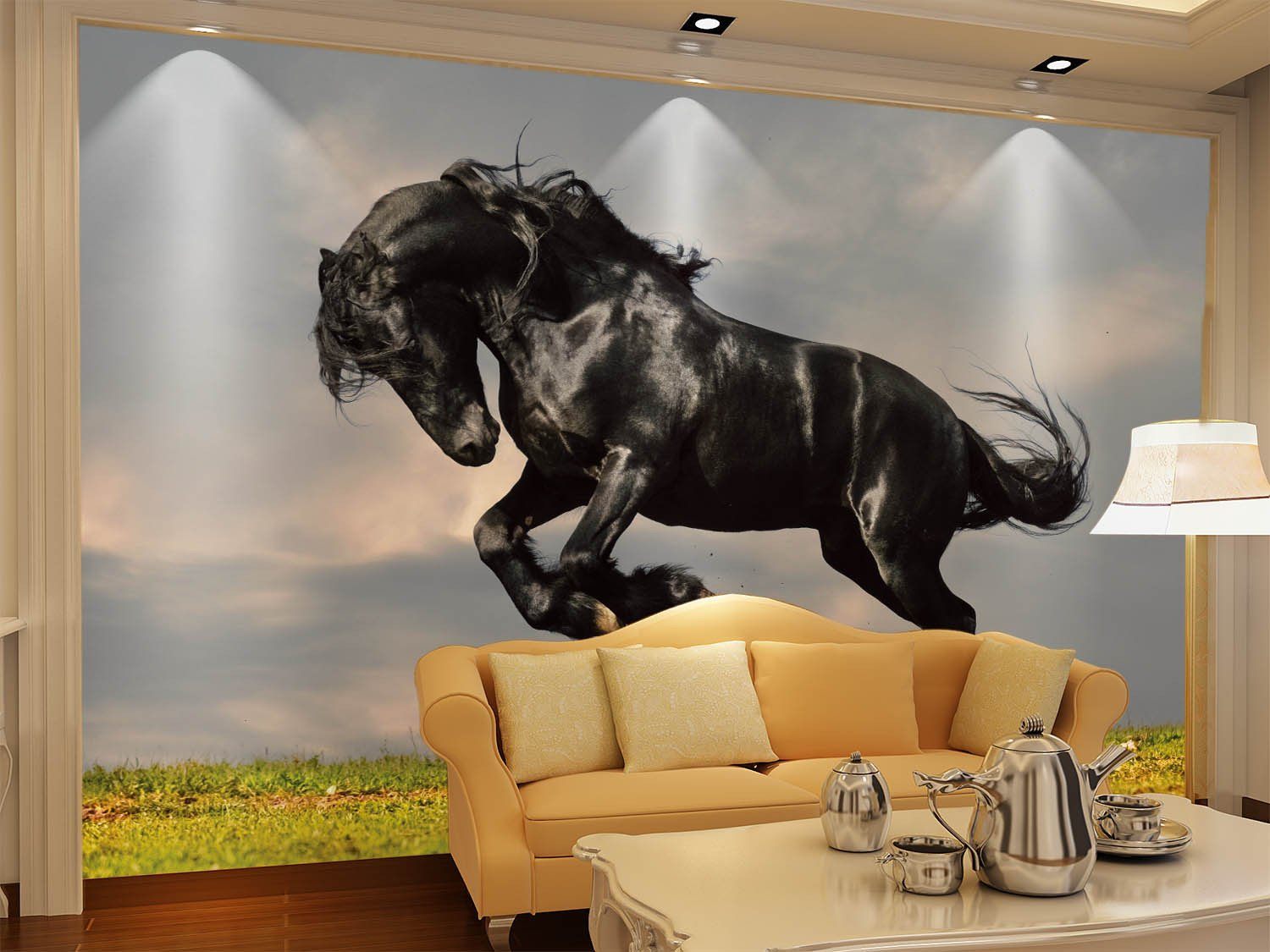 Jumping Black Horse Wallpaper AJ Wallpaper