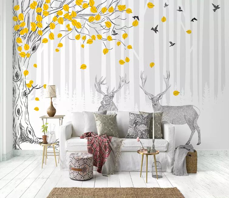 3D Deer Forest 660 Wall Murals Wallpaper AJ Wallpaper 2