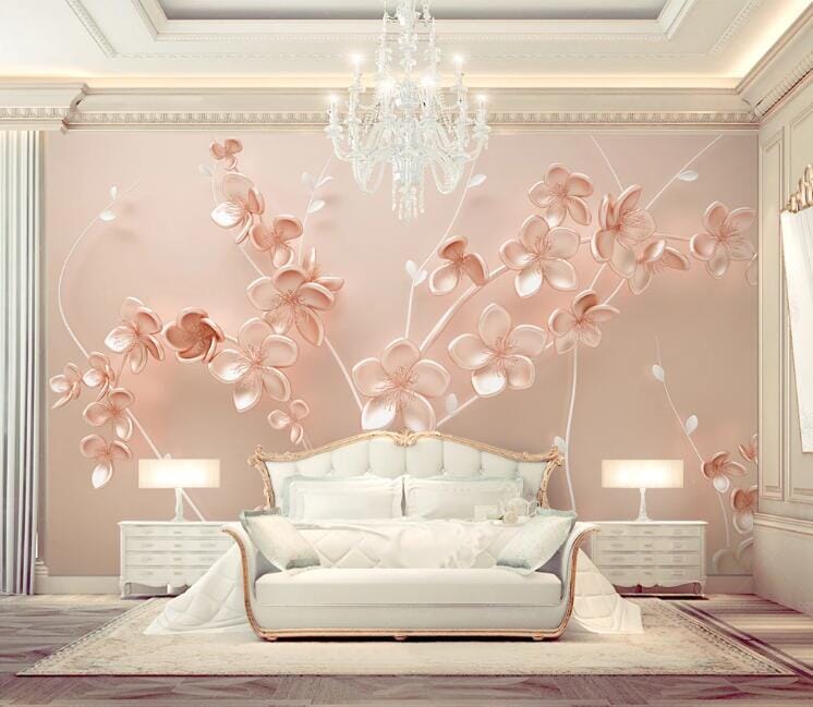3D Pink Leaves WC142 Wall Murals Wallpaper AJ Wallpaper 2