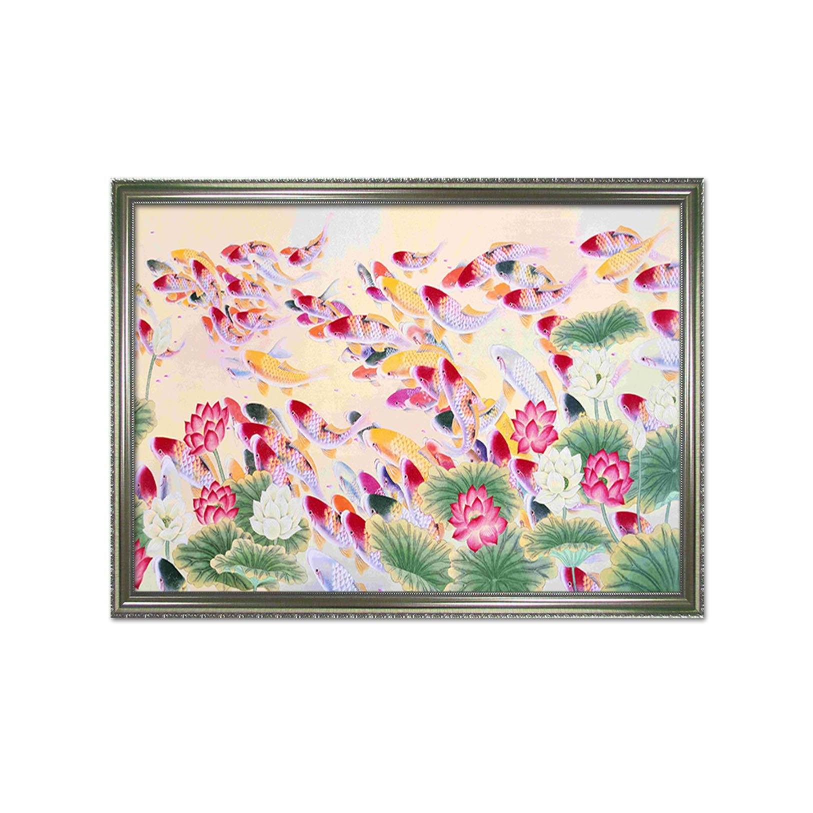 3D Fish School 016 Fake Framed Print Painting Wallpaper AJ Creativity Home