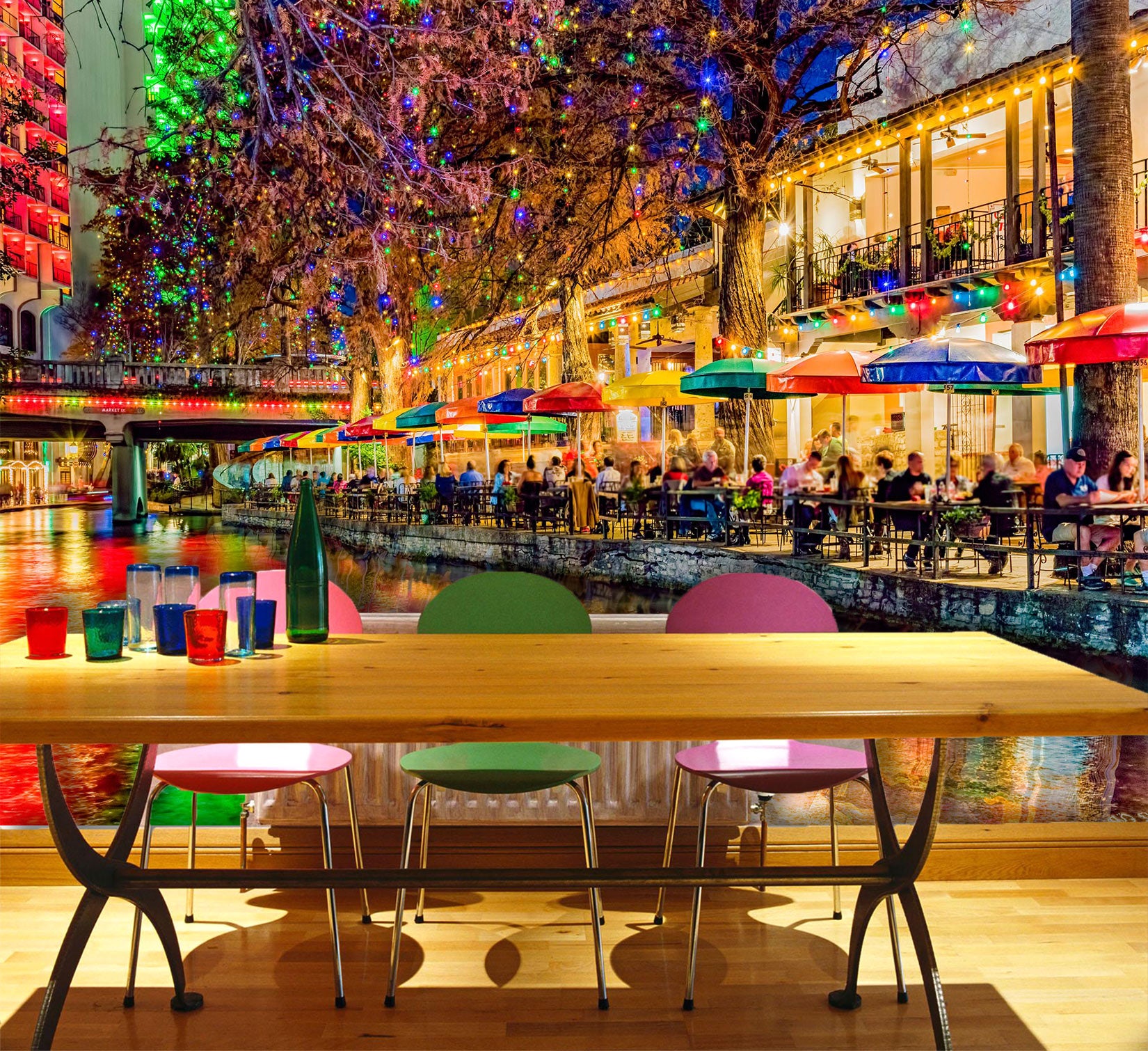 3D Night Town Lake 5242 Beth Sheridan Wall Mural Wall Murals