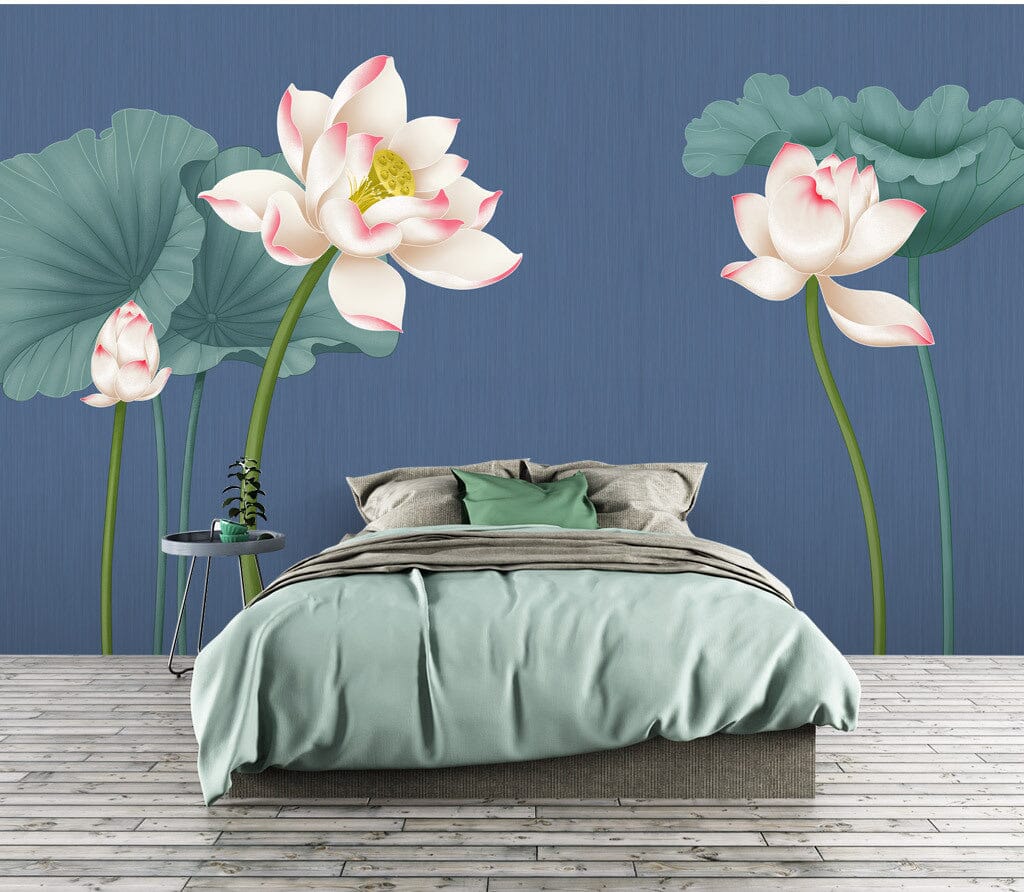 3D Lotus Flower WC089 Wall Murals Wallpaper AJ Wallpaper 2