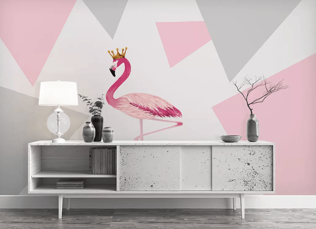 3D Square Flamingo Crown 293 Wallpaper AJ Wallpaper 2