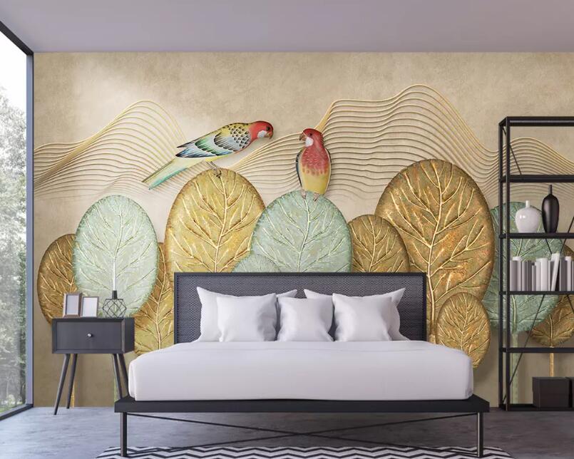3D Leaf Bird 564 Wall Murals Wallpaper AJ Wallpaper 2