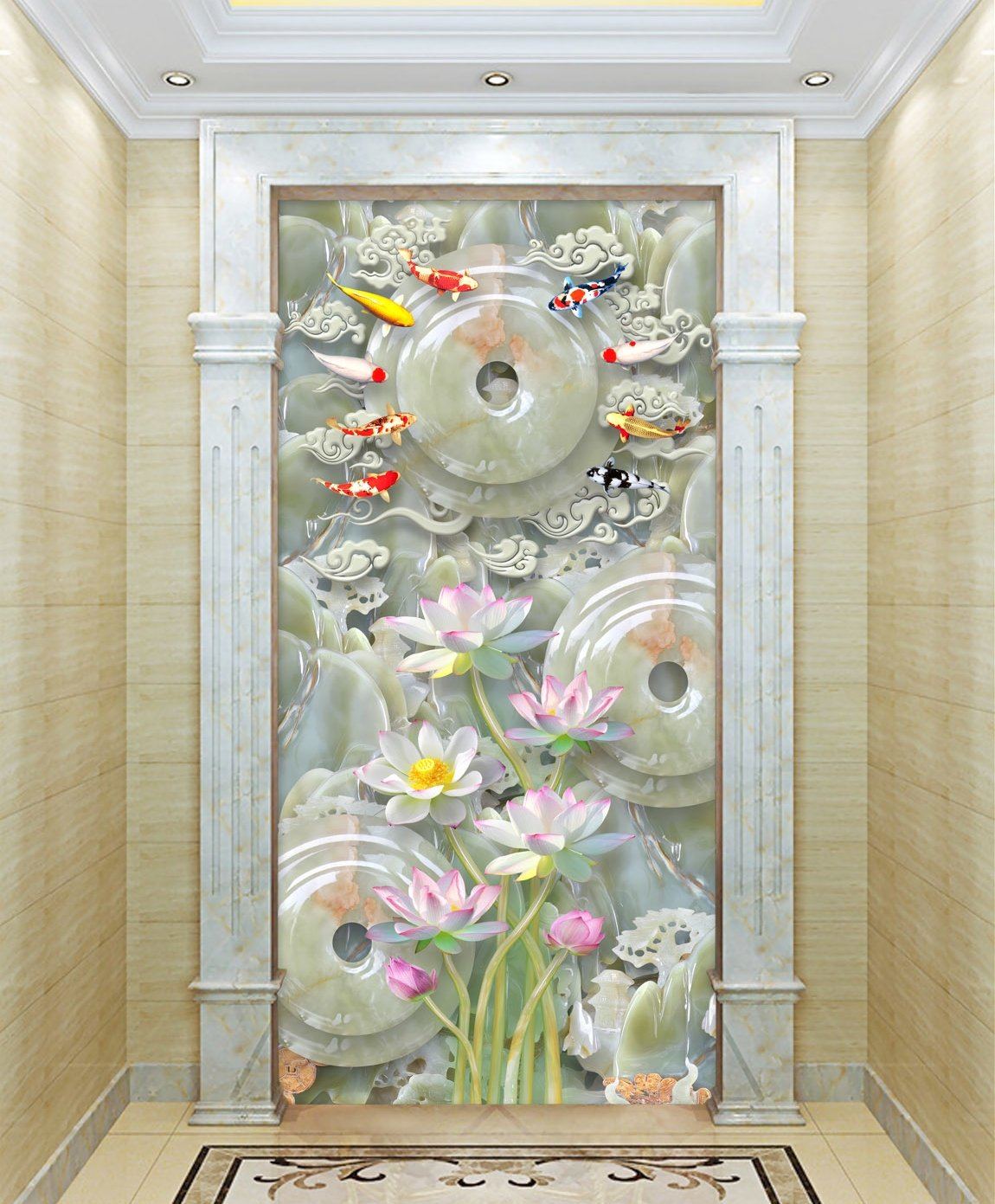 3D Lotus Fish 390 Wallpaper AJ Wallpaper