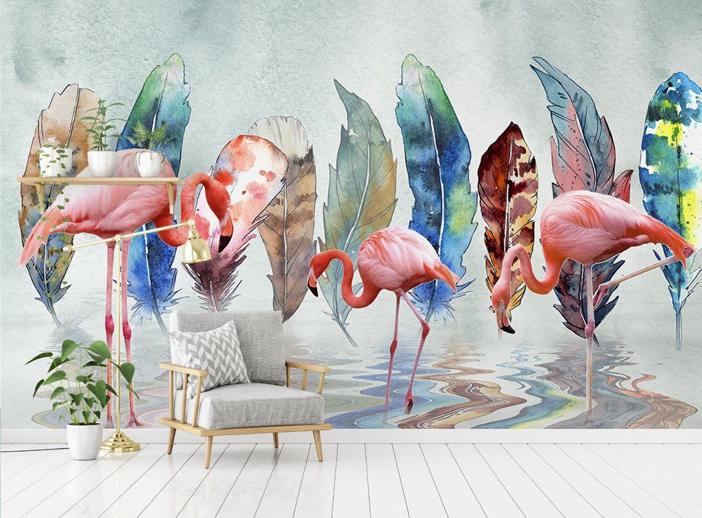 3D Flamingo 321 Wall Murals Wallpaper AJ Wallpaper 2