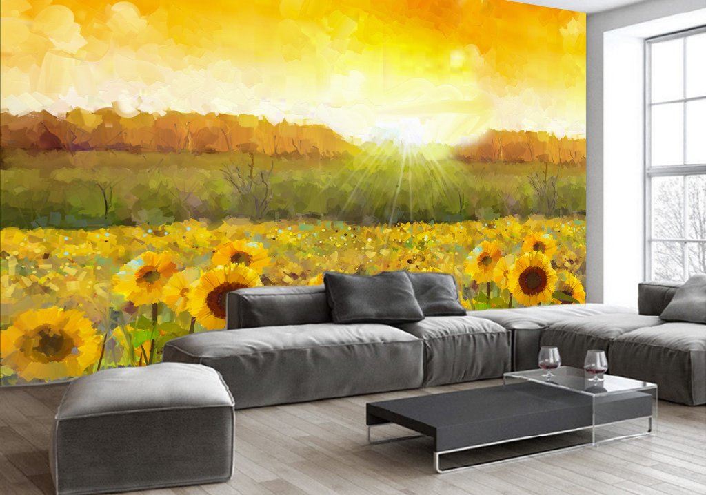 3D Sunflower Garden 685 Wall Murals Wallpaper AJ Wallpaper 2