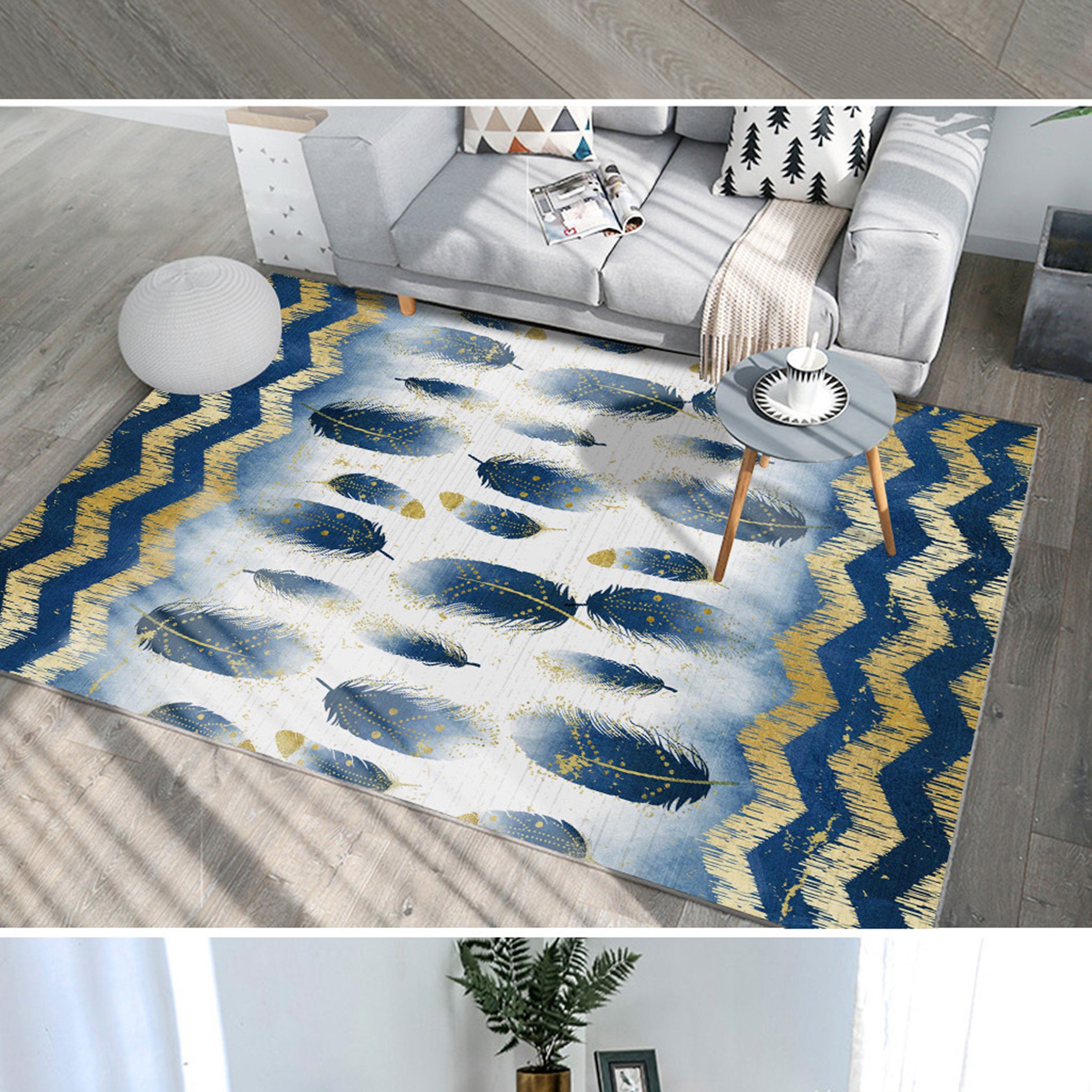 3D Black Feather WG534 Non Slip Rug Mat Mat AJ Creativity Home